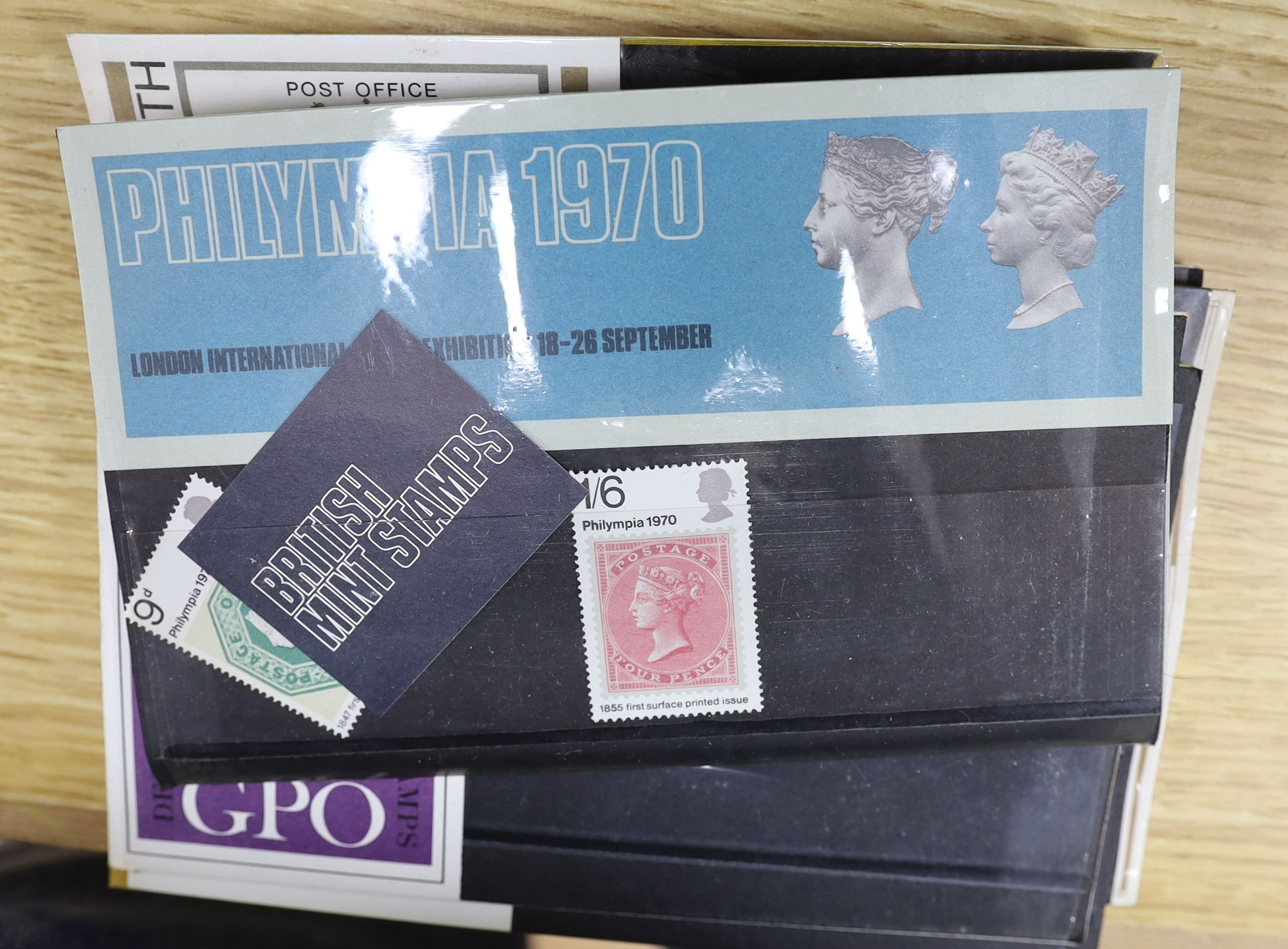 World stamps in albums, Great Britain, 1d Reds, Presentation packs, First Day Covers and loose